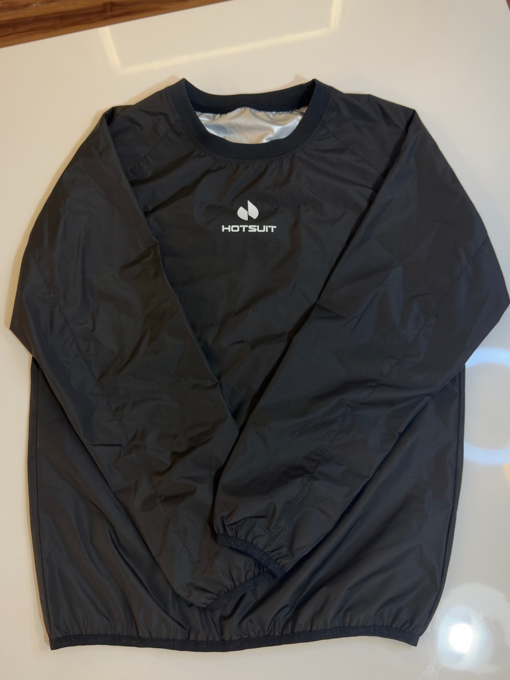 HOTSUIT Sauna Suit Sweat Shirt Black Long Sleeve Workout Top Size M